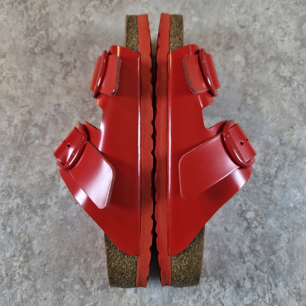 Birkenstock Arizona Big Buckle Gloss Red " Tomato " Patent Leather Womens 8 NEW - Picture 3 of 7